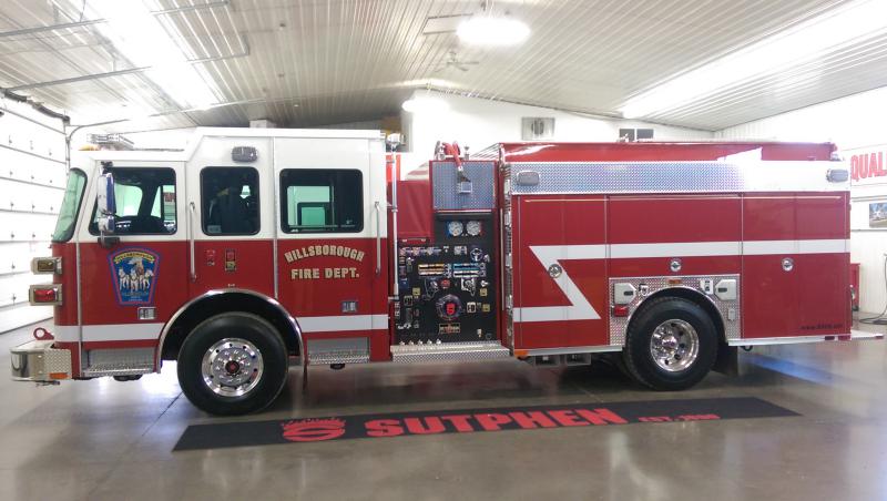 2015 Sutphen Monarch.  Town-owned truck.  Hale 1500gpm / 1000gal.